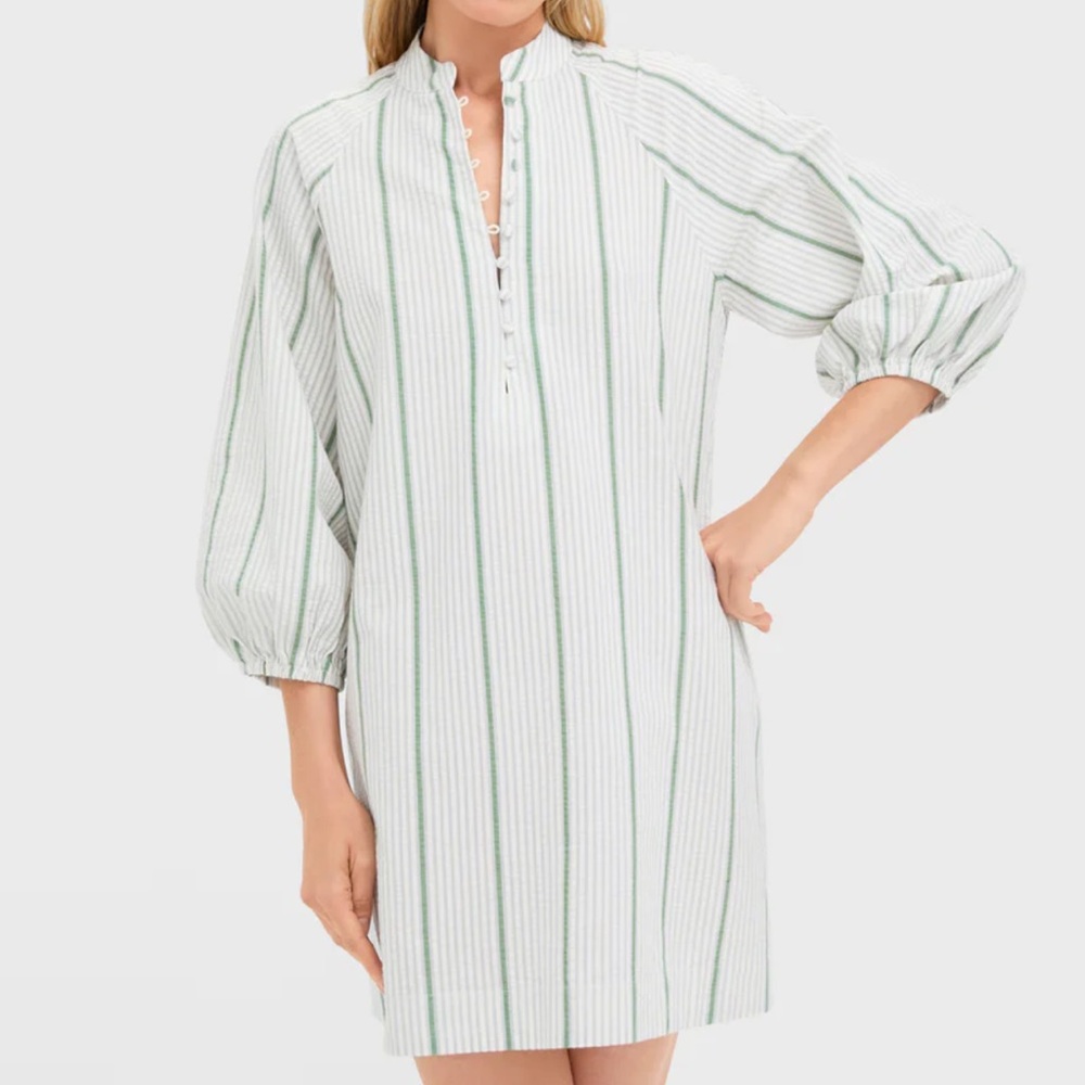 Tuckernuck Dress Mondego Stripe Seersucker Mini Maryse Caftan Sz XL - Picture 8 of 10